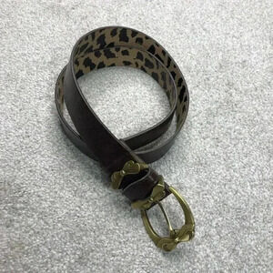 Betsy Johnson Belt Faux Leather Brown Color Brass Buckle Butterfly Sz M